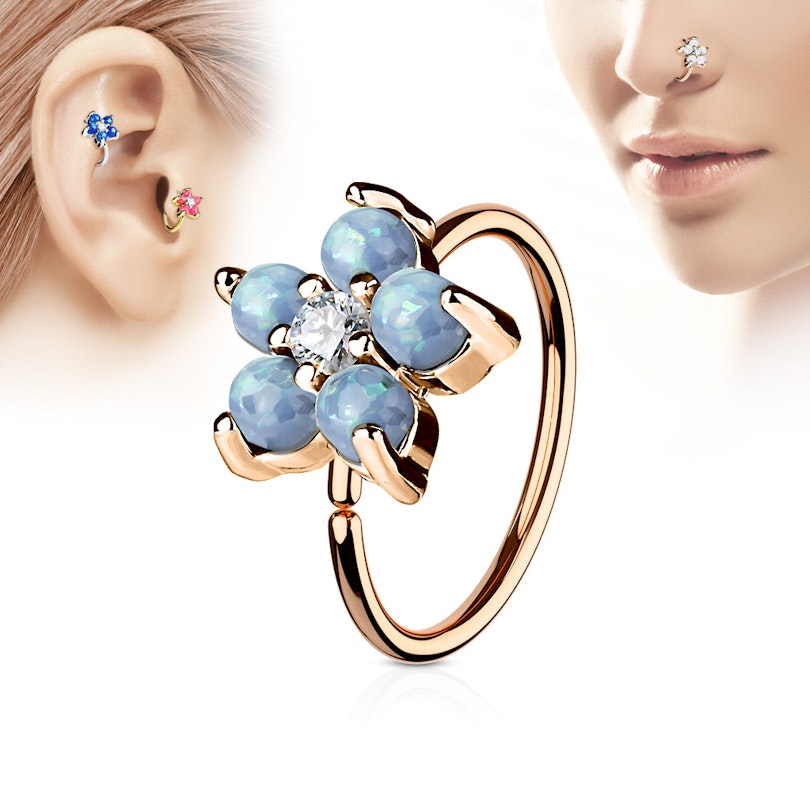 Ring mit Blume aus Opalsteinen
