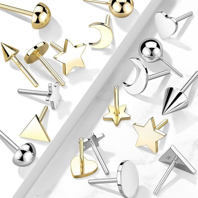 14K Gold gewindelose Push-in Front in verschiedenen Designs