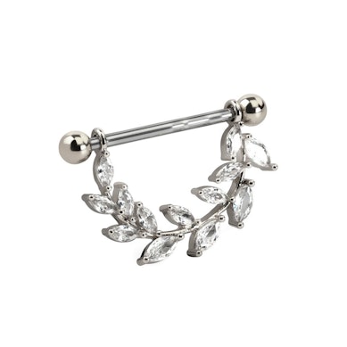 Brustwarzenpiercing mit Blättern aus Steinen