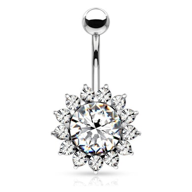 Bauchnabelpiercing mit Sonnenblume