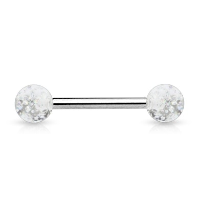 Zungenpiercing aus Chirurgenstahl mit verschieden farbigen Kugeln aus Acryl