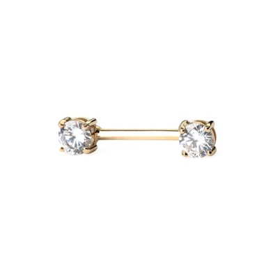 Brustwarzenpiercing aus 14 Karat Gold mit Steinen