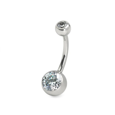 Bauchnabelpiercing aus Chirurgenstahl mit innenseitigen Gewinde und Steinen