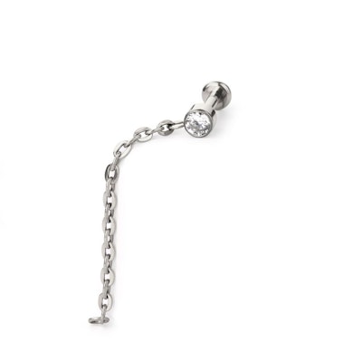 Zierliches Titan-Labret mit Stein und Kettenanhänger