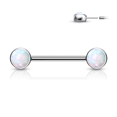 Gewindelose Push-In Barbell aus Titan mit Opalen