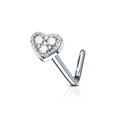 Nasenpiercing mit Herz und drei Steinen