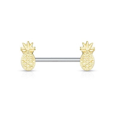 Brustwarzenpiercing mit goldbeschichteter Ananas
