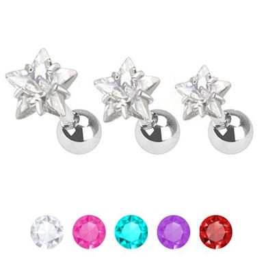 Set aus Ohrpiercings mit einem Sternenstein