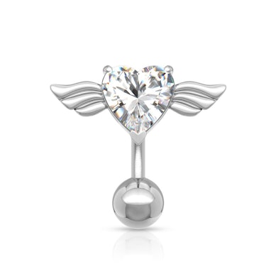 Bauchnabelpiercing mit einem Herz samt Flügeln