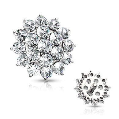 Dermal aus 14 Karat Gold mit steinbesetzter Blume