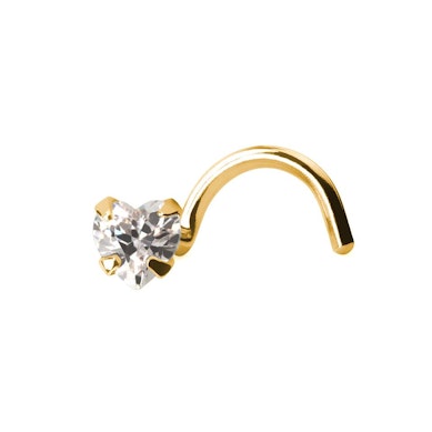 Nasenschraube aus 14 Karat Gold mit Herzstein