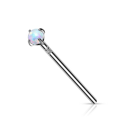 Fish Tail Nasenpiercing aus 14 Karat Gold mit Opalstein