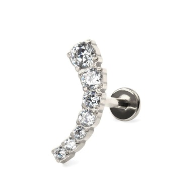 Push-in Labret aus Titan mit gebogenem steinbesetztem Aufsatz