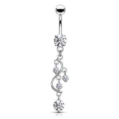 Bauchnabelpiercing mit Steinen in S-Form