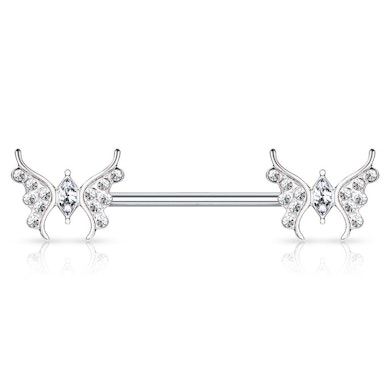 Brustwarzenpiercing mit Schmetterlingen und Steinen