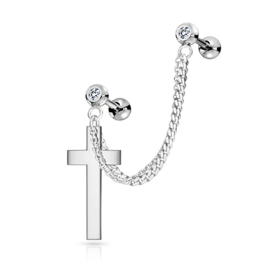 Steinbesetztes Stabset mit Doppelkette und Kreuz