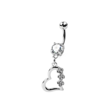 Bauchnabelpiercing aus Titan mit einem Herz und Steinen