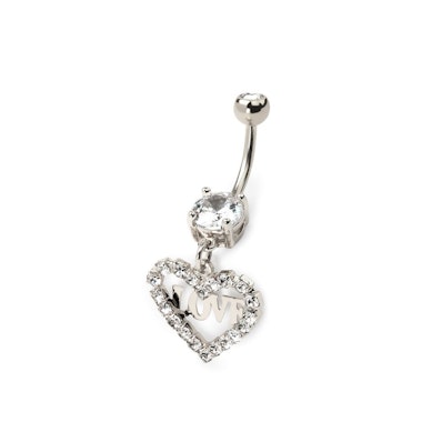 Bauchnabelpiercing mit Steinherz und Love-Text