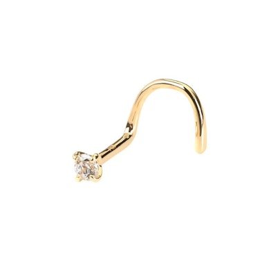 14 Karat massives Gold - Nasenschraube mit Stein