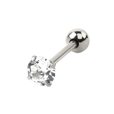 Zungenpiercing mit fixiertem runden Stein
