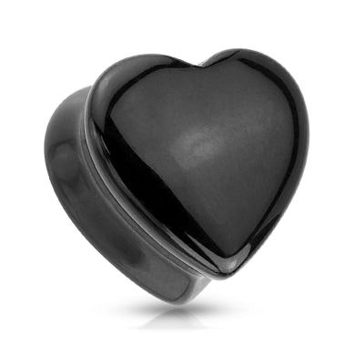 Herzförmiger Plug aus schwarzen Onyx