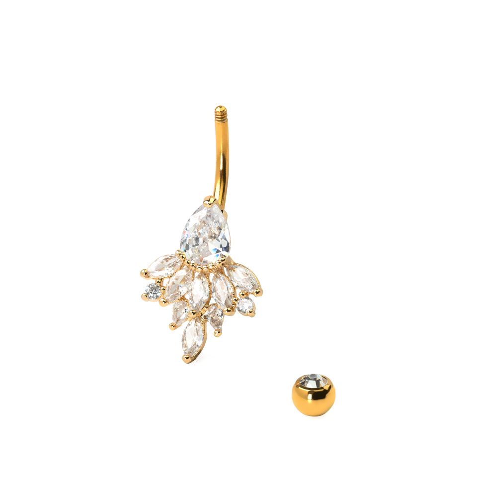 Bauchnabelpiercing mit länglichen Steinen
