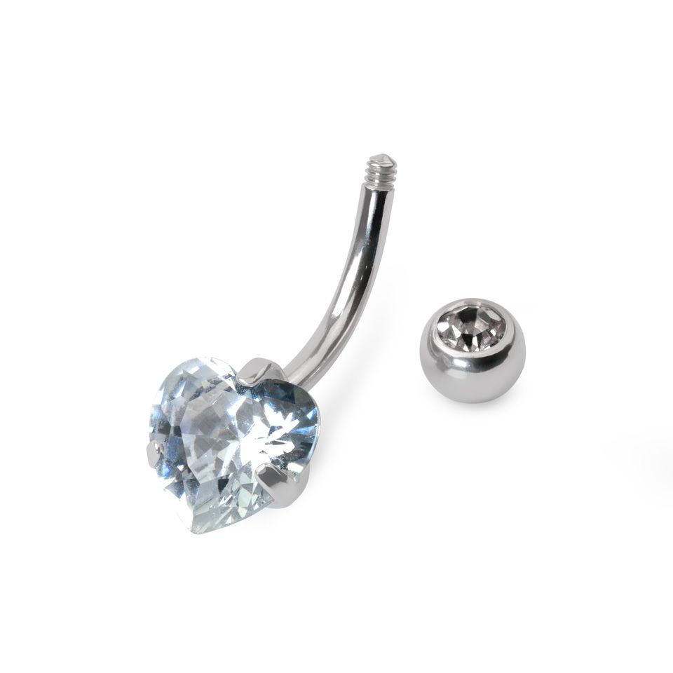 Bauchnabelpiercing aus Titan mit Herzstein