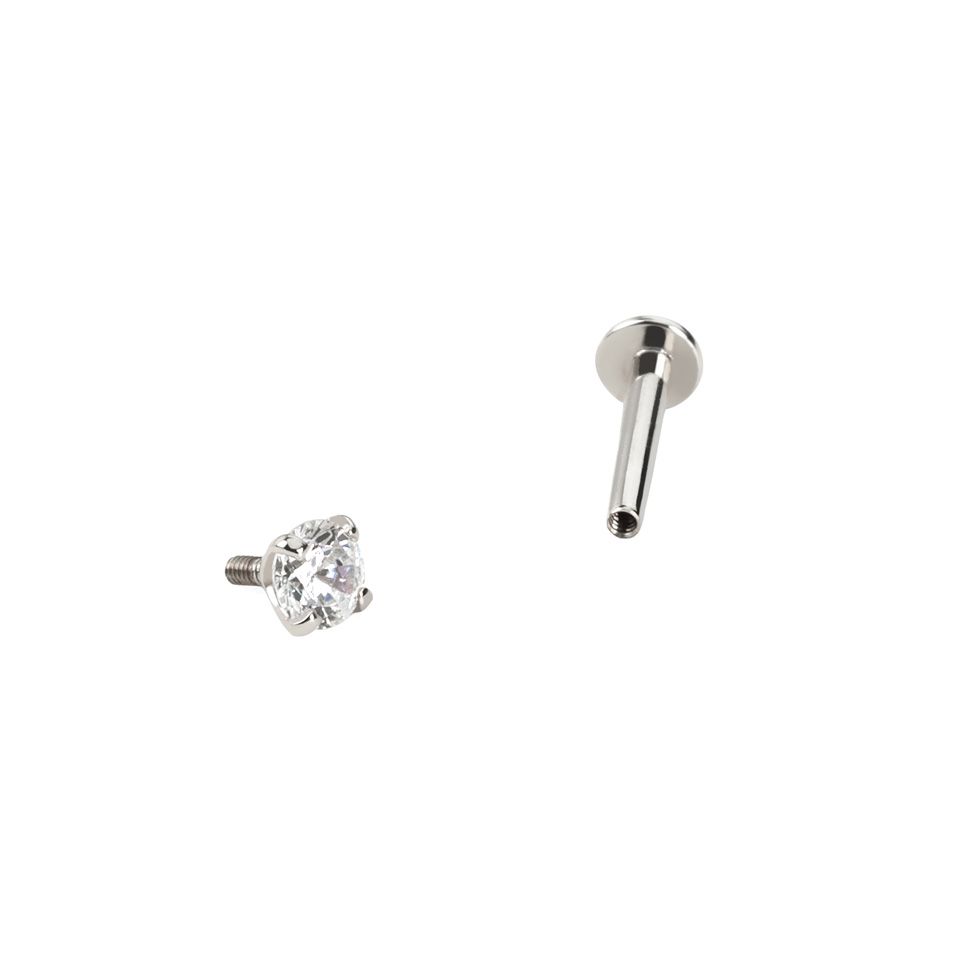 Labret aus 14 Karat Gold mit Innengewinde und einem Stein