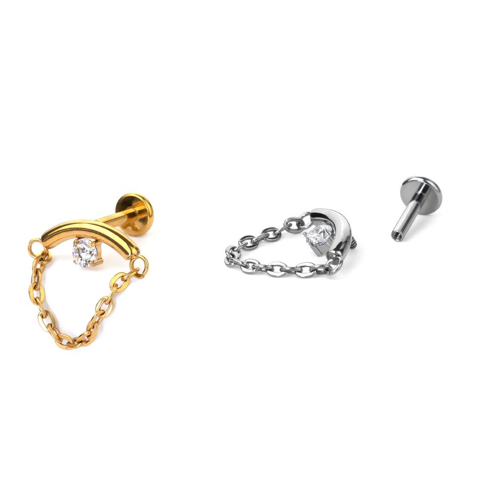 Labret für verborgene Helix mit Stein und Kette