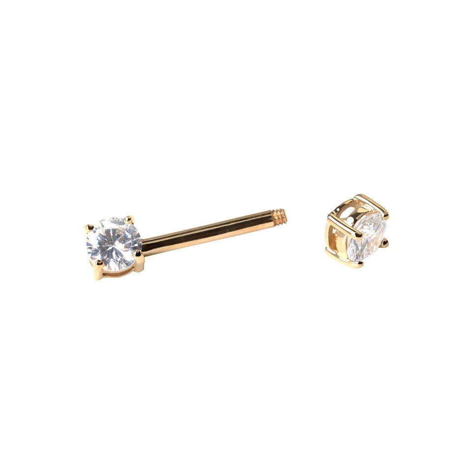 Brustwarzenpiercing aus 14 Karat Gold mit Steinen