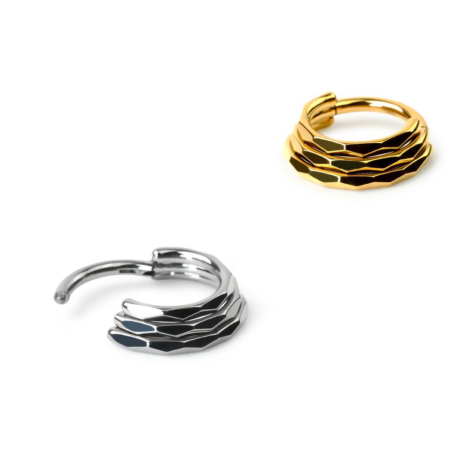 Dreifacher Titanring mit Diamantmuster
