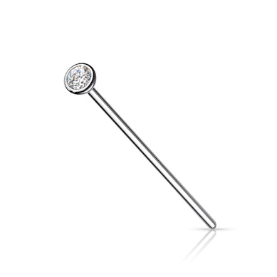Fish Tail Nasenpiercing aus Titan mit eingefasstem Stein