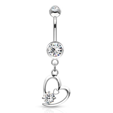 Bauchnabelpiercing mit einem Herz und Steinen