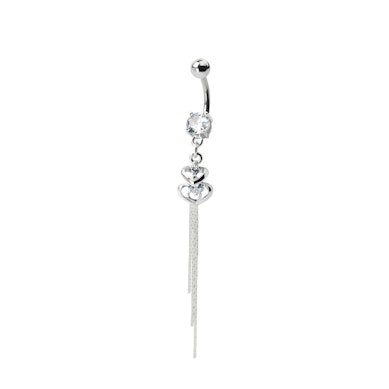 Bauchnabelpiercing mit doppelten Herzanhänger und Steinen