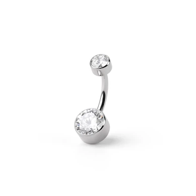 Bauchnabelring aus Titan mit flachen Kugeln und Innengewinde