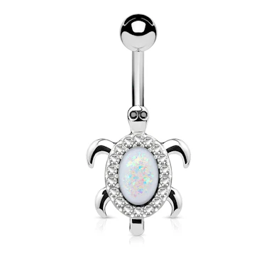 Bauchnabelpiercing mit steinverzierter Schildkröte