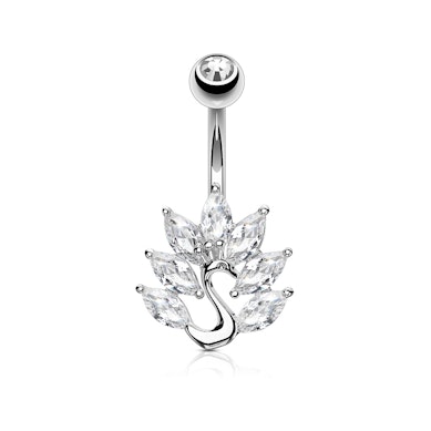 Bauchnabelpiercing mit Pfau