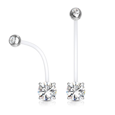 Bauchnabelpiercing für Schwangere mit zwei Steinen in mehreren Farben