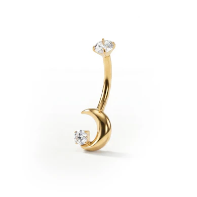 Titan-Bauchnabelpiercing mit Mond und Stern
