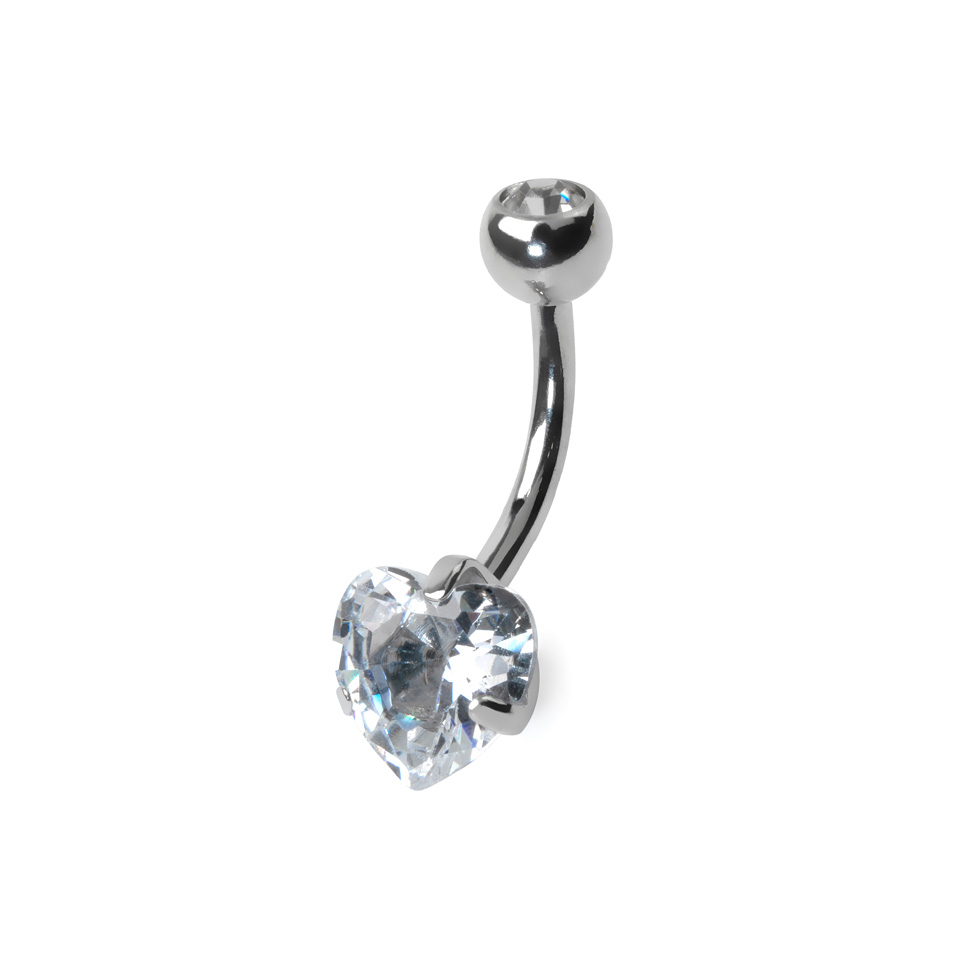 Bauchnabelpiercing aus Titan mit Herzstein