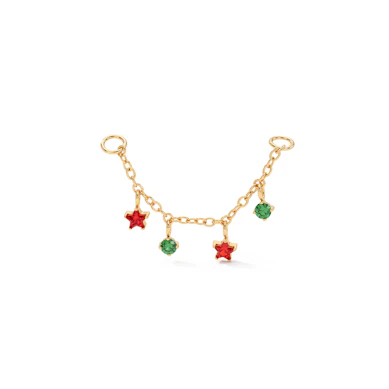 Piercingkette mit Sternen und Weihnachtskugeln