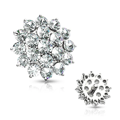 Dermal aus 14 Karat Gold mit steinbesetzter Blume