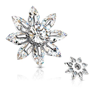 Blumenförmiges Dermal mit Blättern aus Steinen und Mittelstein