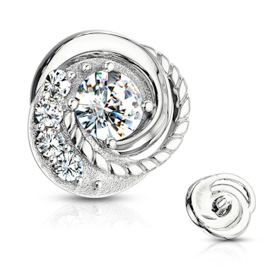 Dermal aus 14 Karat Gold mit Flechtmuster und Steinen