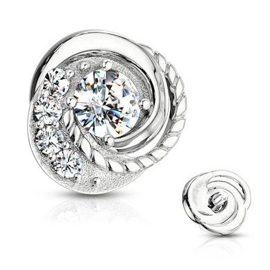 Dermal aus 14 Karat Gold mit Flechtmuster und Steinen