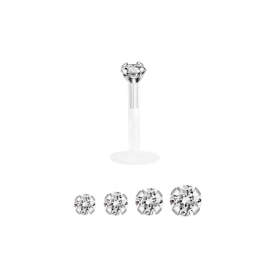 Labret aus 14 Karat Gold mit rundem Stein und PTFE Stab