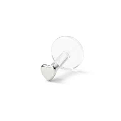 Labret aus 14kt. Gold mit Herzspitze-8 mm-14K Weißgold / PTFE-1,2 mm