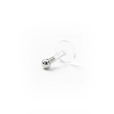 14 Karat Gold Labret mit Bioplast Stab-14K Weißgold / PTFE
