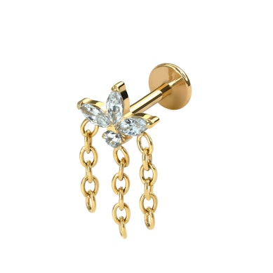 Blumen-Labret aus Titan mit Ketten