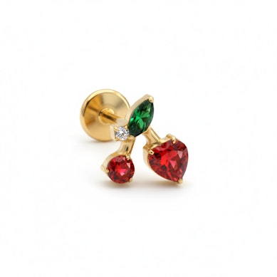 Kirsche-Labret mit bunten Schmucksteinen